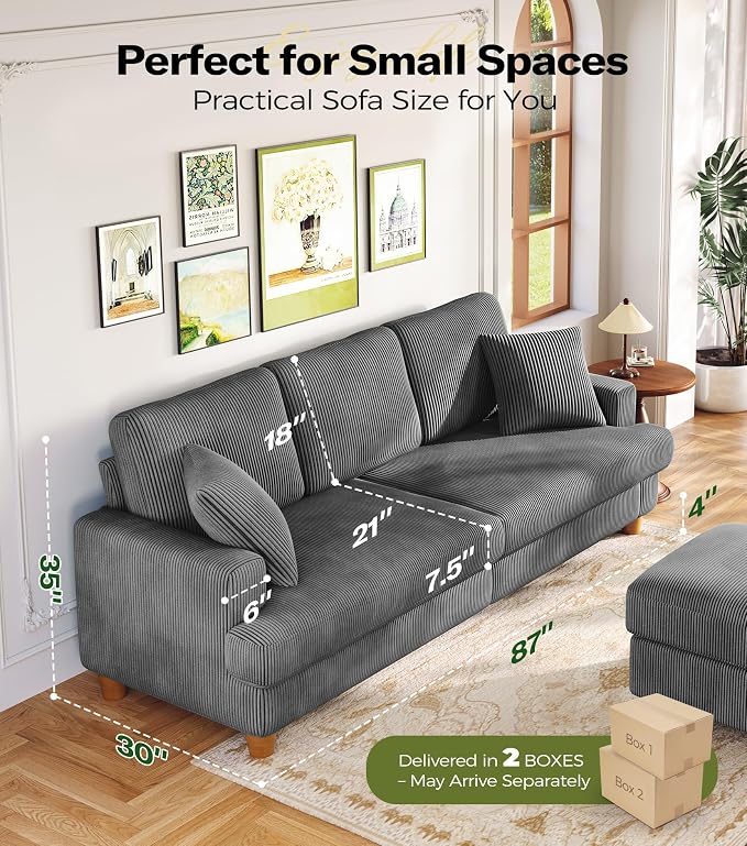 Kidirect 87in U Shaped Couch, Modular Sofa No Tool Assembly, Comfy Sectional - Image 2