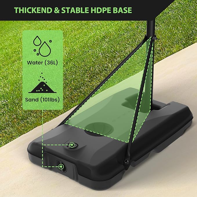 Basketball Hoop Outdoor 10 FT Height Adjustable, Portable Basketball Goals Systems with 45" Backboard for Youth Adults Kids - Backyard, Driveway, Indoor Play