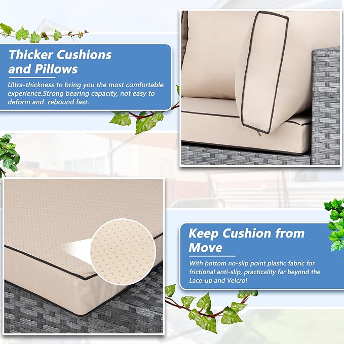 7 Piece Outdoor Patio Furniture Set, All Weather Conversation Set - Image 5