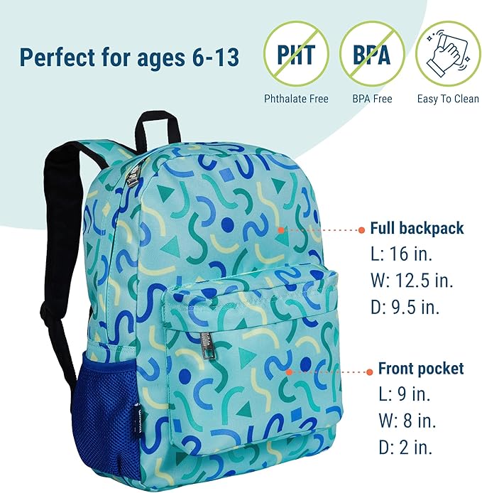 Wildkin 16-inch Kids Backpack – Durable, Padded & Spacious School Bag for Boys & Girls - Confetti Blue