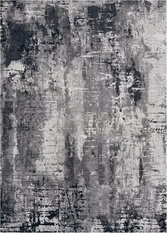 Area Rug Living Room Rug, 4x6 Modern Abstract Washable Rug Black Non Slip Foldable Faux Wool Vintage Carpet, Fluffy Non-Shedding Rugs for Living Room, Bedroom, Dining Room, Kids Playroom