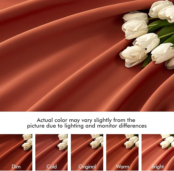 MIULEE Back Tab Burnt Orange Blackout Curtains 108 Inch Long 2 Panels Set for Living Room Bedroom Privacy, Fall Terracotta Rod Pocket/Pinch Pleated Extra Long Room Darkening Light Blocking Drapes