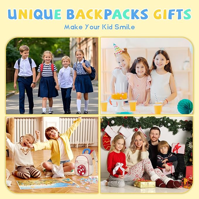 SUN EIGHT Toddler Backpack for Girls Kids Backpack Cute 3D Cartoon School Bag for Baby Girl Boy 2-5 Years (90352-Bear)