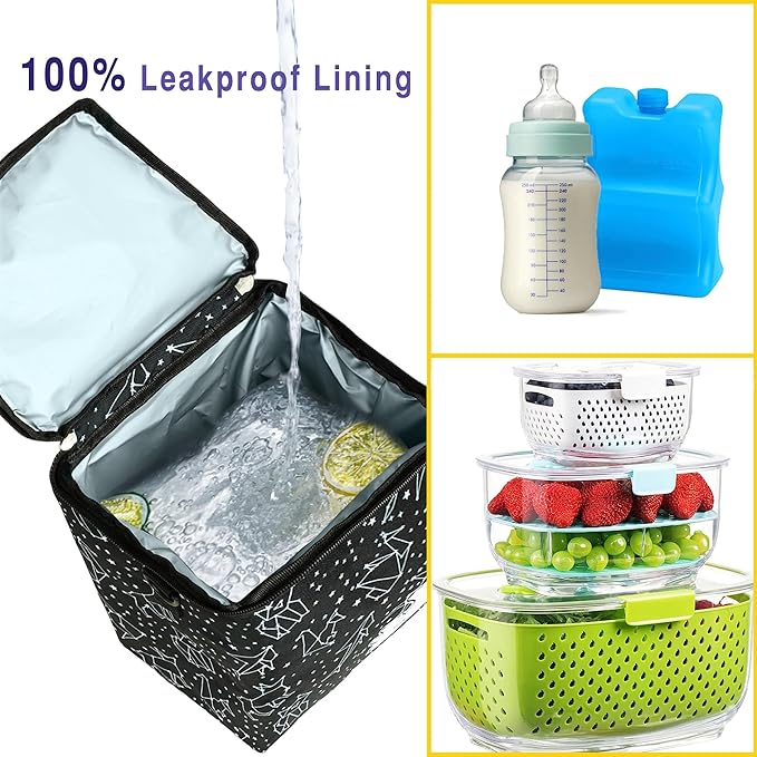 Breastmilk Cooler Bag with Ice Pack Fits 4 Baby Bottles Up to 9 Ounce Insulated Baby Bottle Bag Breast Milk Cooler on The Go with Strap Baby Bottle Cooler Bag for Nursing Mom Daycare or Travel