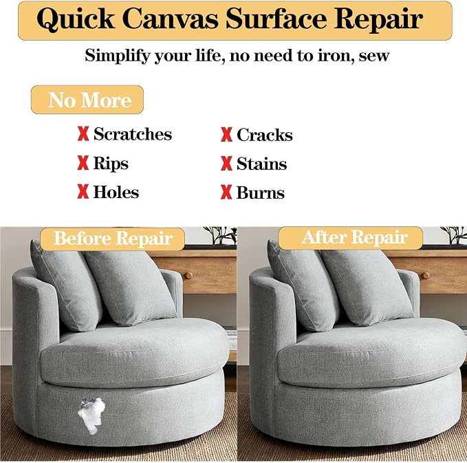 Canvas Repair Patch, 8 x12 Inch 2PCS Self-Adhesive Waterproof Linen Repair - Image 4