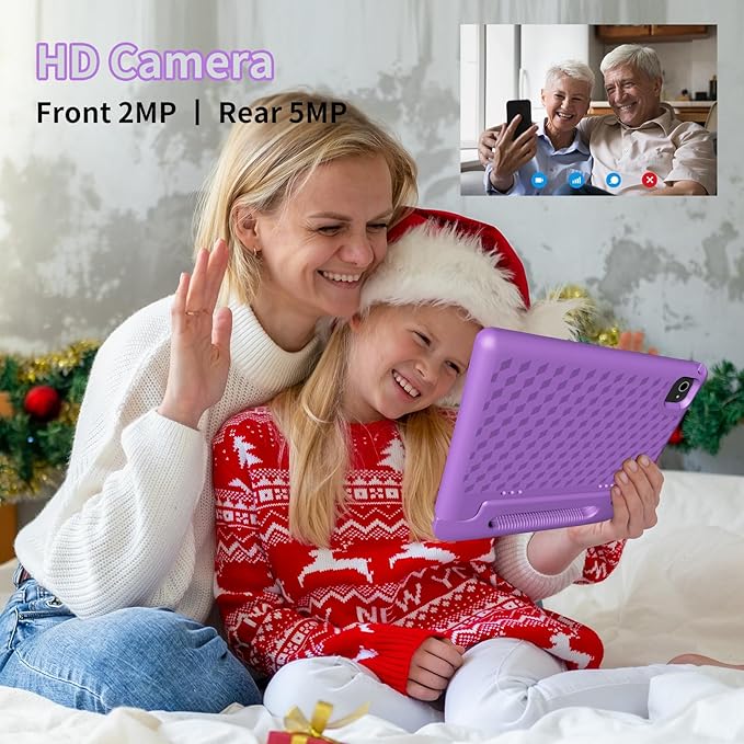 Kids Tablet, 10.1 Inch Tablet for Kids Android 14, 64GB Octa-Core, WiFi, Big Battery, Kids Space, Parental Control 1280 * 800 HD Display Children Tablets Purple