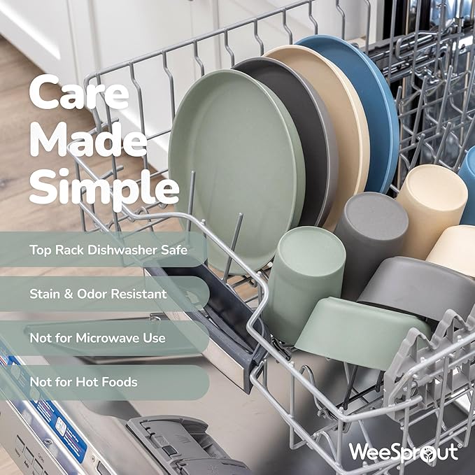 WeeSprout Bamboo Kids Bowls, Set of Four 10 oz Kid-Sized Bamboo Bowls, Dishwasher Safe Kid Bowls (Pastel Blue, Mint, Purple & Pink)