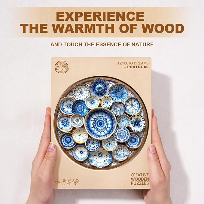 Jigfoxy Wooden Puzzles for Adults, Azulejo Dreams – Port Wood Puzzles Adult, Unique Animal Shape Wooden Jigsaw Puzzles for Adults, Birthday Gifts for Puzzle Lovers, Friend (S-8.5 * 8.4in-100pcs)