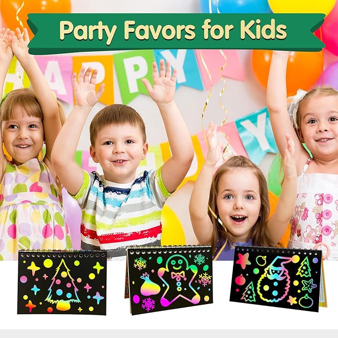 ZMLM Rainbow Scratch Party Favors Kids: Birthday Gifts Toy Bulk Scratch Art Notebook 24 Pack Birthday Goodie Bags Stuffers Girls Boys Art Craft Kit Pads Classroom Prizes School Supplies Teacher Return