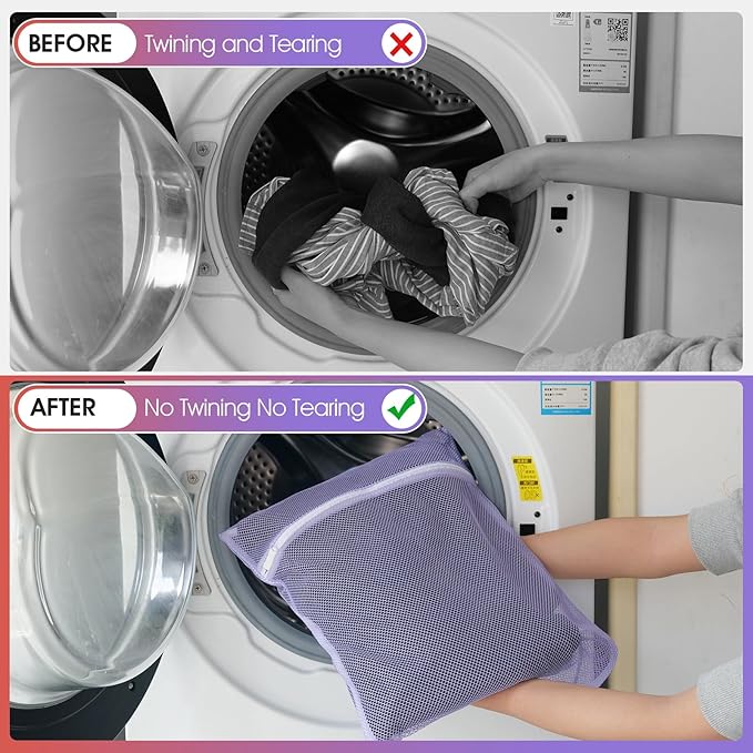 5Pcs Sturdy Mesh Laundry Bags for Delicates, Lingerie, Bras, Travel and Organzie - 5 Color(14x20 Inch)