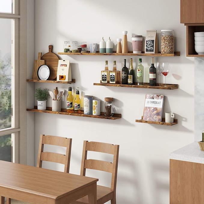 Floating Picture Ledge Shelves for Wall Set of 4, 72 Inch Wall Shelves with Lip Long Large Nursery Book Shelf for Toys Storage Kids Bookshelf Wall Mounted Living Room Bedroom Decor Frames