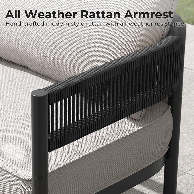 Grand patio 6-Piece Outdoor Furniture Set, 7 Seats Wicker Sofa Conversation Set - Image 6