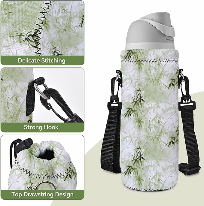 Neoprene Water Bottle Carrier Bag with Adjustable Shoulder Strap for Men Women Walking Hiking,Portable Insulated Holder Case for Stainless Steel/Glass/Plastic Bottles