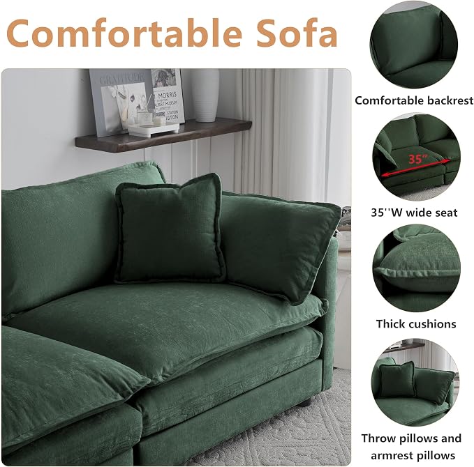 mikibama Modular Sectional Sofa, 111.5 Inch L Shaped Couch Set - Image 4