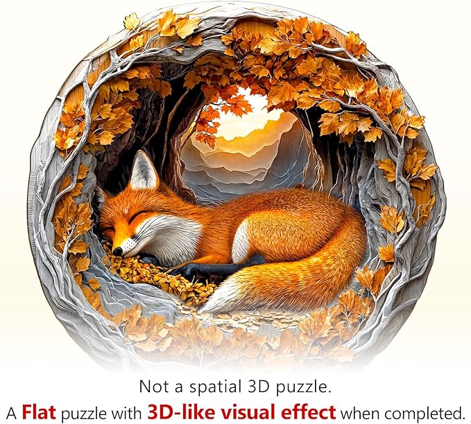 WOODBESTS Wooden Puzzles for Adults, 3D Fox Wood Puzzles Adult(270 Pieces, L, 13.4 * 13.2in), Unique Shape Wooden Animal Jigsaw Puzzles, Birthday Gifts for Adults Family Game