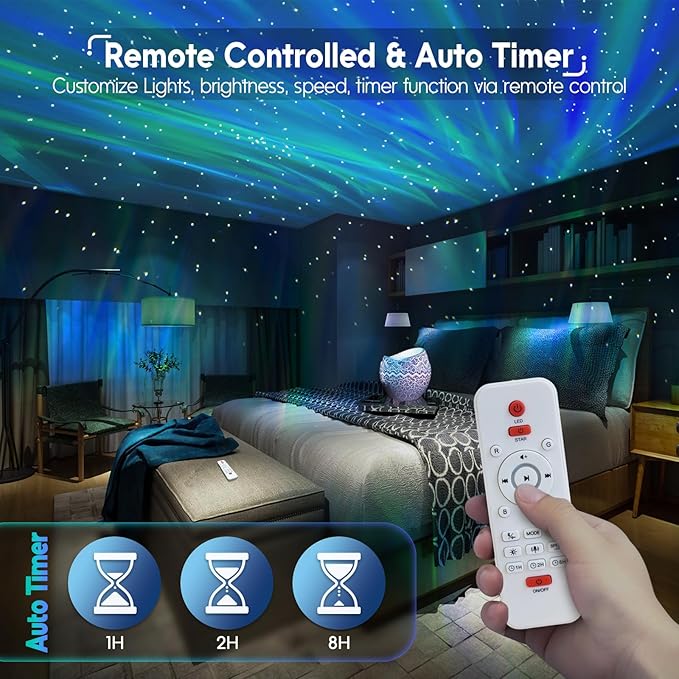 Rossetta Star Projector, Galaxy Projector LED Lights for Bedroom, Remote Control & White Noise, Night Light for Kids Room, Adults Home Theater, Party, Room Decor, Gift for Christmas, Birthday