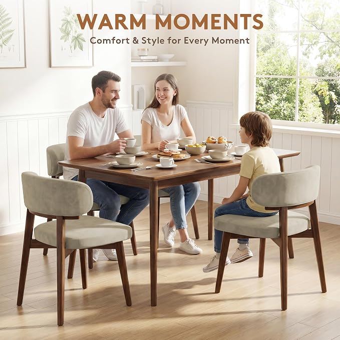 Dining Chairs Set of 4, Modern Upholstered Dining Chairs, Wooden Kitchen Chairs - Image 3