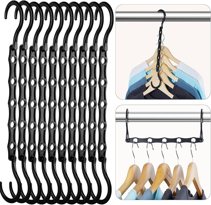 HOUSE DAY Black Magic Space Saving Hangers 10 Pack, Premium Smart Hanger Hooks by HOUSEDAY