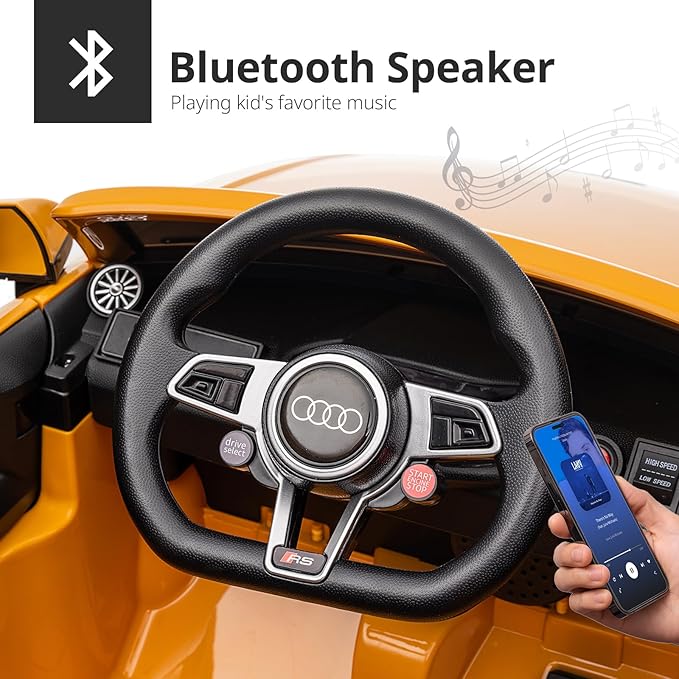 Electric Car for Kids, Licensed Audi 6V Kids Ride on Car Toy for Toddlers with Remote - Yellow