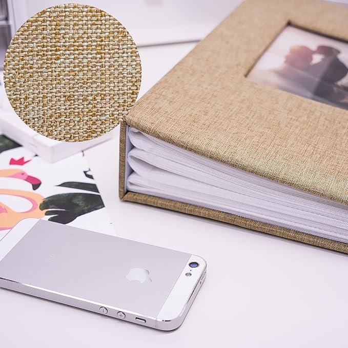 Vienrose Linen Photo Album 420 Pockets for 4x6 Photos Fabric Cover Photo Books Slip-in Picture Albums for Wedding Baby Vacation