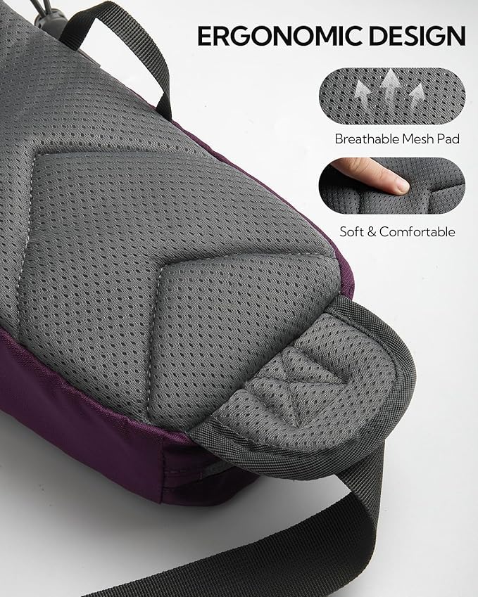 WATERFLY Fanny Pack Waist Bag: Hiking Water Bottle Holder with Strap Waist Pack for Women Men Hydration Hip Packs for Running Walking Traveling-Dark Purple