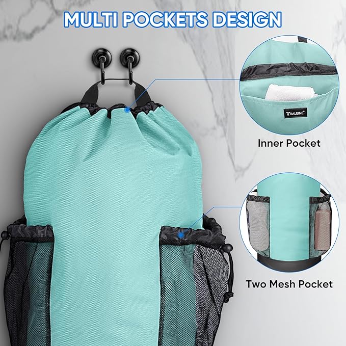 BALEINE 150L Laundry Bag Backpack, 900D Oxford Fabric Large Travel Laundry Bags with Shoulder Straps and 2 Mesh Pockets for College Dorm, Apartment, Laundromat (Sky Blue, 150L)