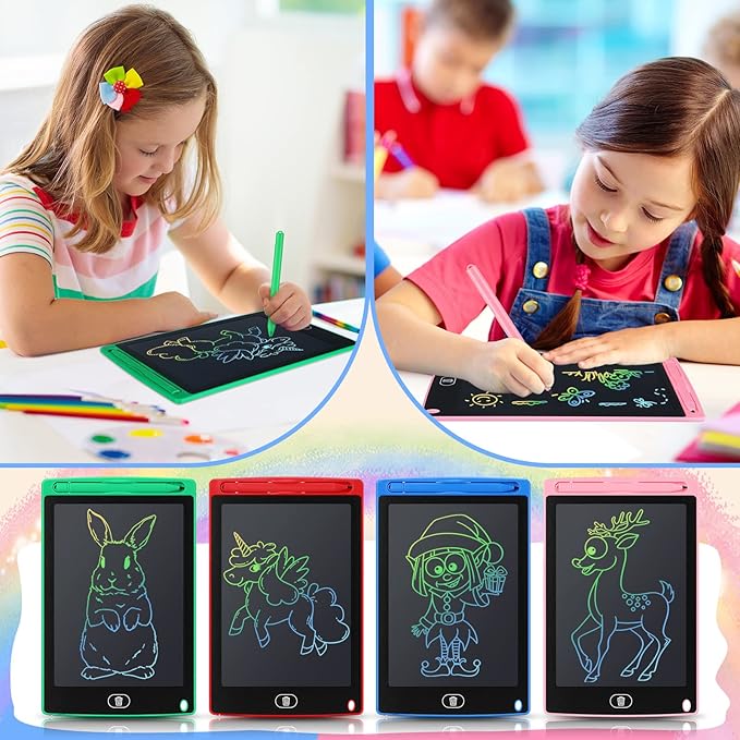 Epakh 16 PCS LCD Writing Tablet for Kids - 8.5 Inch Reusable Writing Board Drawing Doodle Pad Gift for Girl & Boy, Toddlers, Back to School, Birthday Party Favors(Blue, Green, Pink, Red)