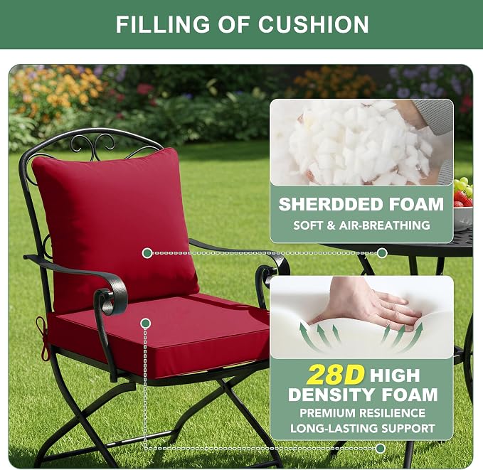 Summsun Outdoor Chair Cushions, Waterproof Back Pillow and Seat Cushion Set - Image 4