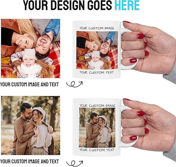 Personalized Coffee Mug – Custom Photo, Text, or Logo Ceramic Mug Tea Cup | Taza Personalizada with Picture or Message | Customized Gift Idea for Men & Women, Mom, Dad, Friends - White/Orange | 11oz