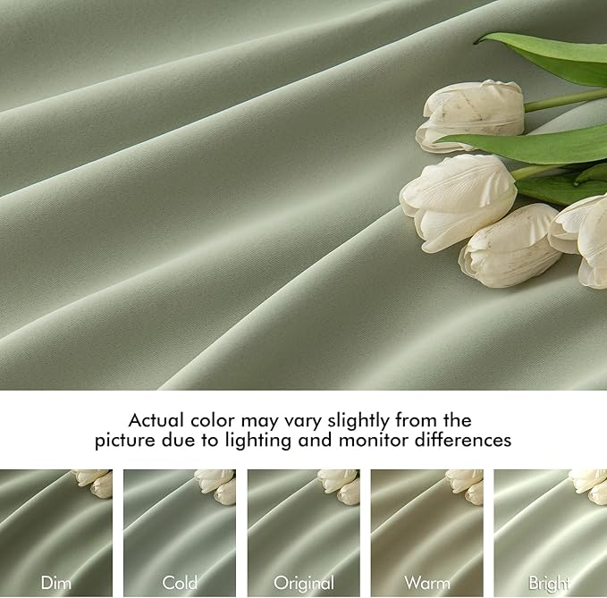 MIULEE Sage Green Back Tab Blackout Curtains 96 Inch Length 2 Panels Set for Living Room Bedroom Privacy, Rod Pocket/Pinch Pleated Thermal Insulated Room Darkening Light Blocking Drapes, W66xL96