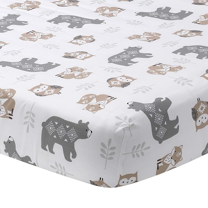Lambs & Ivy Woodland Forest Animal Nursery 5-Piece Baby Crib Bedding Set - Gray