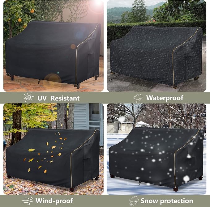 Patio 3-Seater Sofa Cover, Outdoor Couch Cover Fits up to 79W x 38D x 35H Inches - Image 9
