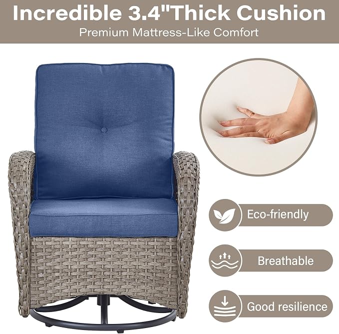 Belord Swivel Patio Chairs Wicker Set - Image 5