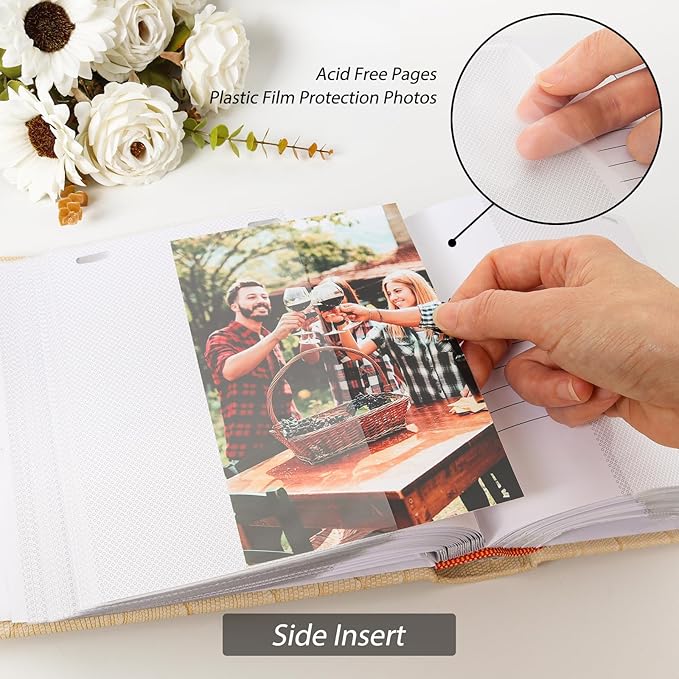 RECUTMS Mini Photo Album 4x6 100 Photos Book with Memo Areas, Leather Cover with Front Window,Small Photo Album for Wedding Trip Birthday Anniversary (Black)