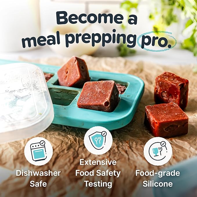 Souper Cubes 2 Tbsp. Silicone Freezer Molds - Perfect for Storing Garlic, Herbs, Ginger, Pesto, Tomato Paste, Lemon Juice, Purees and More - Silicone Baby Food Freezer Tray - Aqua – 1-Pack