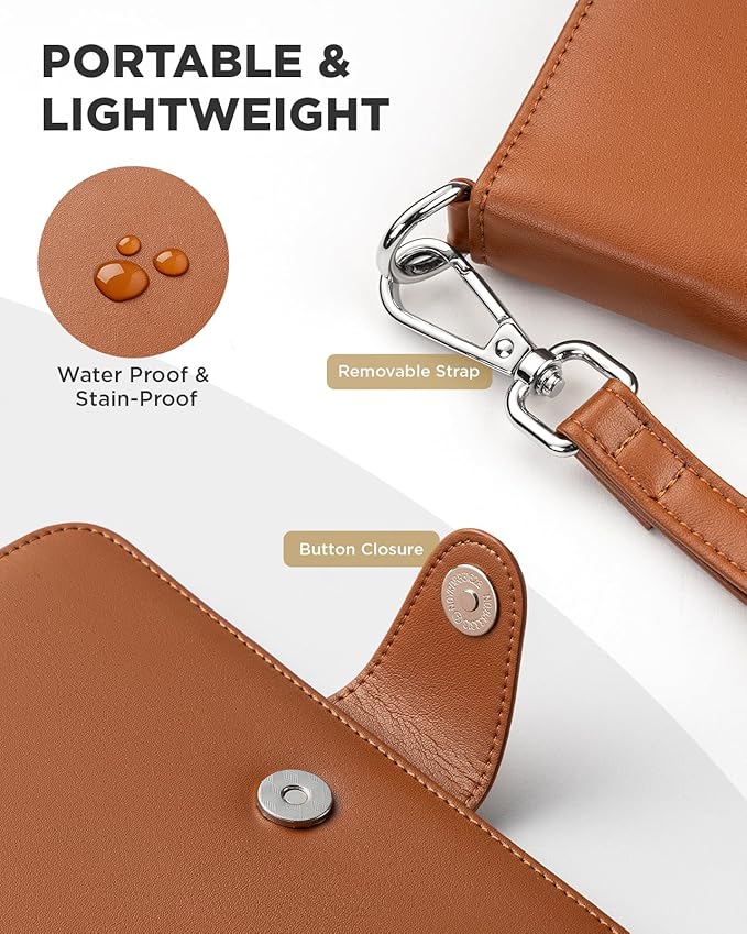 VULKIT Airtag Passport Holder for Travel, RFID Blocking Travel Wallet, Passport Cover for Family with Luggage Tag & Wrist Strap, Holds ID Card, 6+ Cards, Tickets, Cash, Coin, Brown, Family 4 persons