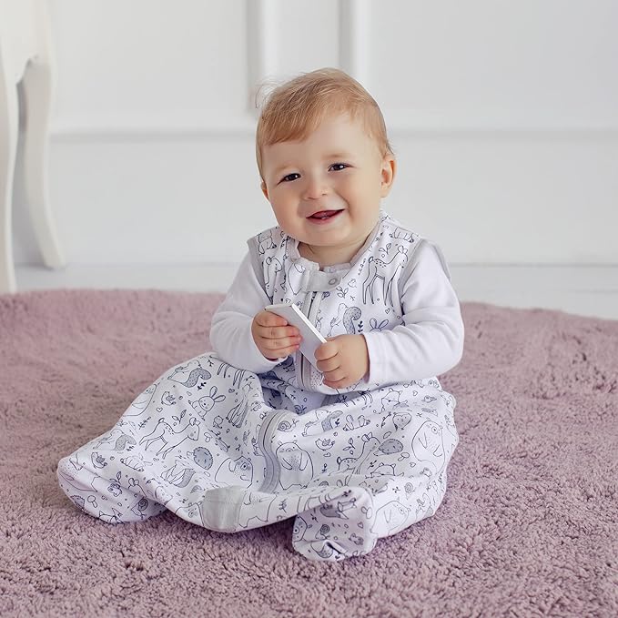 Baby Sleep Sack 1.0 TOG, Organic Cotton Baby Wearable Blanket with Two-Way Zipper, Swaddle Transition Baby Sleeping Bag, All-Season Sleep Sack for Newborn Infant Toddler Boy Girl, 2-Pack, 12-18 Month