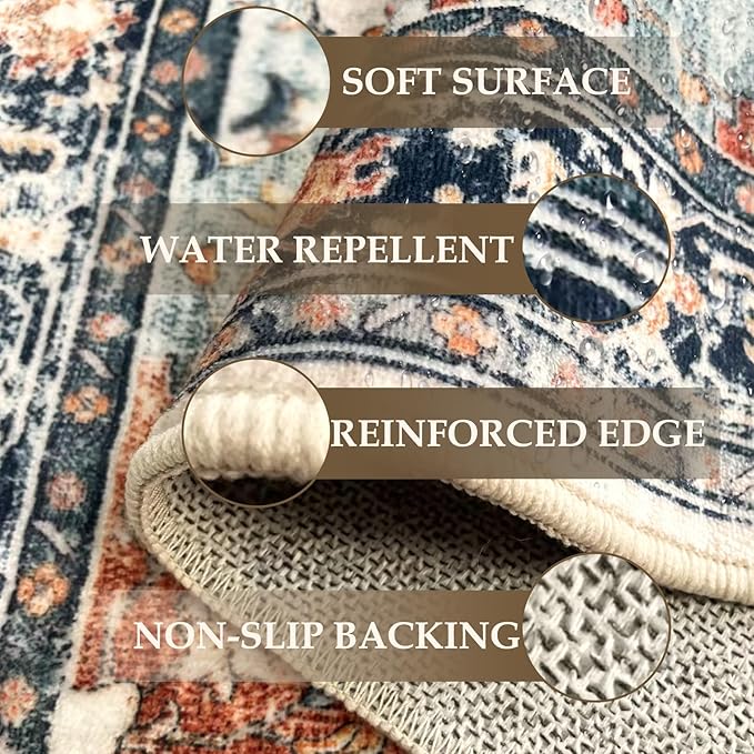 RELEANY Area Rugs 2'x6' Runner Rug Non Slip Washable - Image 4