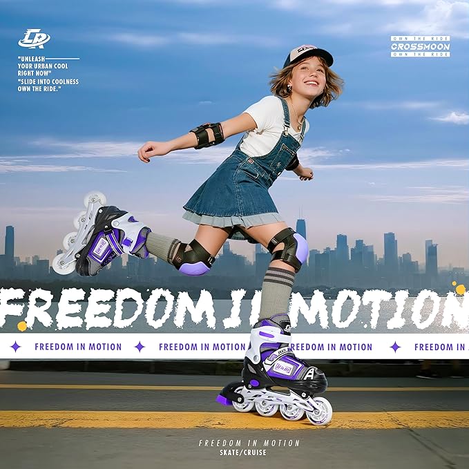 Adjustable Inline Skates for Kids, Teens, and Adults – ABEC-7 Bearings, PU Wheels, Comfortable Fit, for Indoor and Outdoor Skating