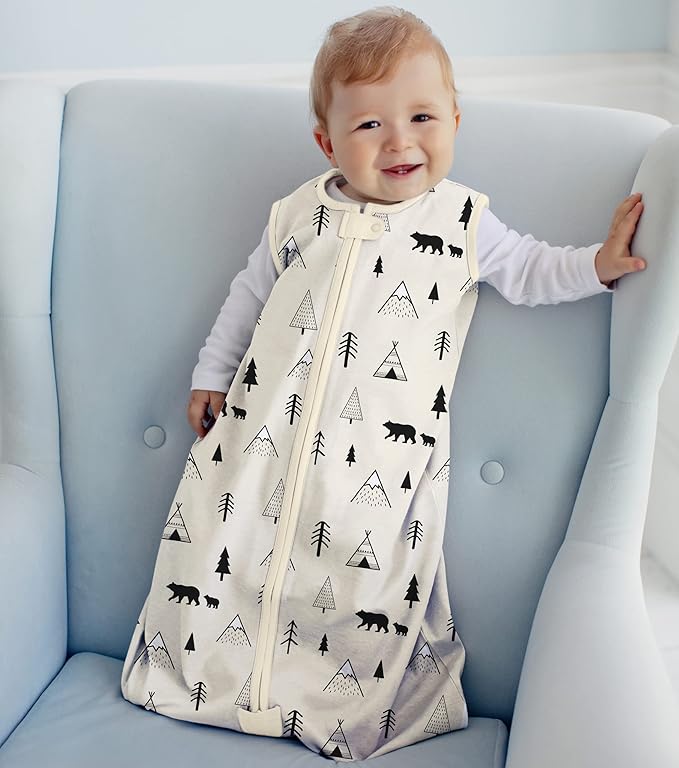 Mama Cheetah Baby Sleep Sack 0.5 TOG, Organic Cotton Baby Wearable Blanket with Two-Way Zipper, Swaddle Transition Baby Sleeping Bag for Newborn Infant Toddler Boy Girl, 0-6 Months