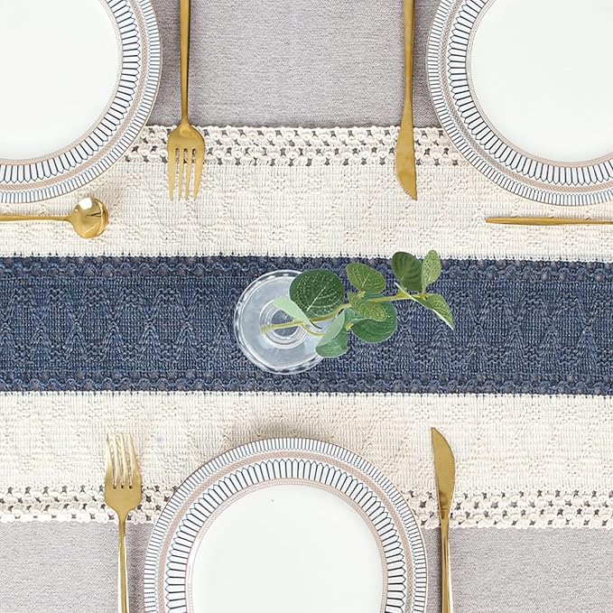 FEXIA Boho Blue Table Runner 36 Inches Long - Image 6