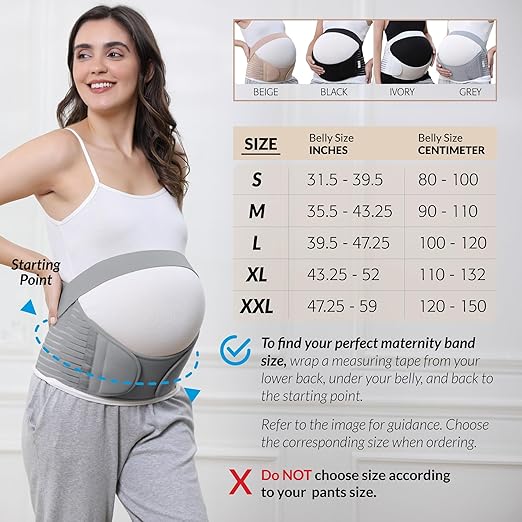 NeoTech Care Pregnancy Support Maternity Belt, Waist/Back/Abdomen Band, Belly Brace (Size XL, Grey Color)