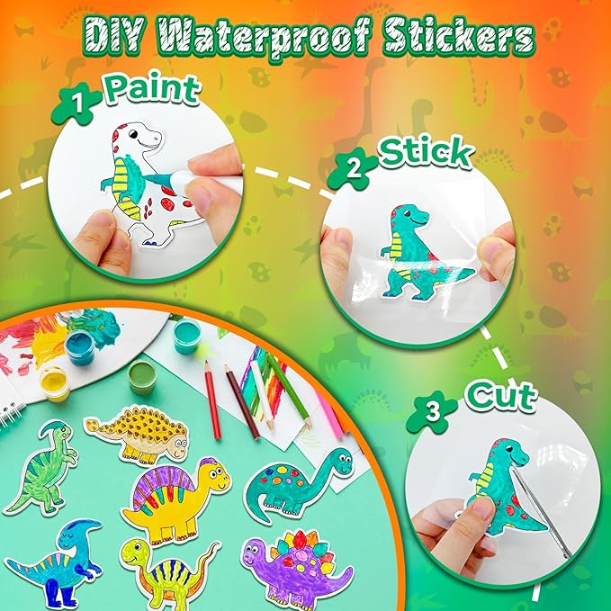 EDSPORTSHOUSE Decorate Your Own Water Bottle Kits for Boys Age 5-12,Dinosaur Painting Crafts,Fun Arts and Crafts Toys for Boys Birthday Christmas(Dinosaur)