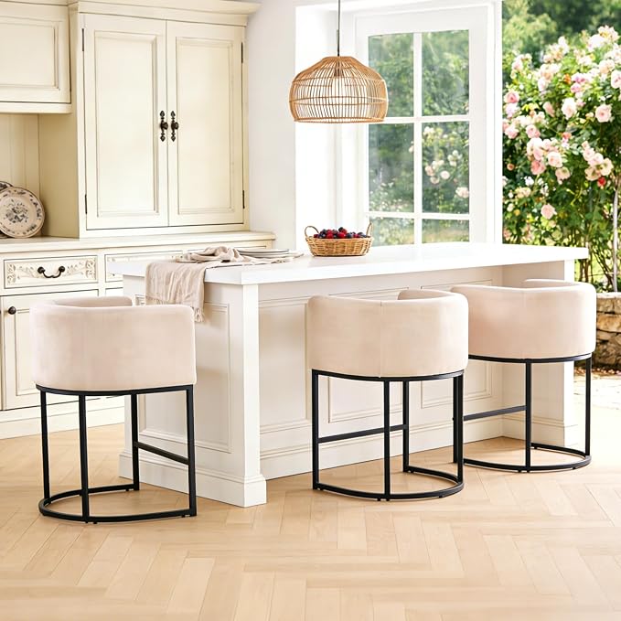 ClinQ 26" H Counter Height Bar Stools Set of 4, Modern Barrel Counter Stools - Image 6