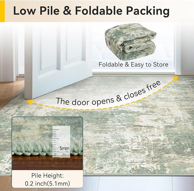 RELEANY Washable Area Rugs 2'x6' Non-Slip Modern Abstract Soft - Image 8