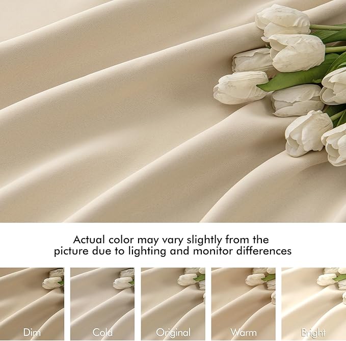 MIULEE Cream Beige Back Tab Light Blocking Curtains 100 Inch Length 2 Panels Set for Living Room Bedroom Privacy, Rod Pocket/Pinch Pleat Thermal Insulated Room Darkening Pleated Blackout Drapes
