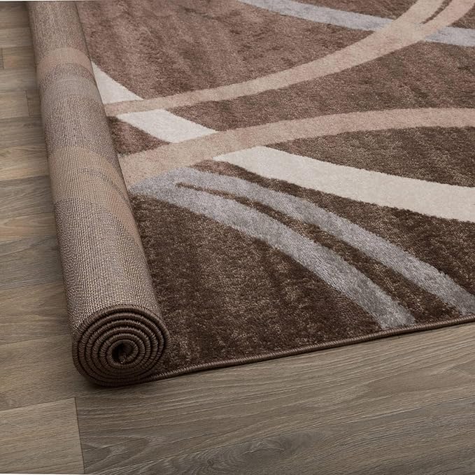 Rugshop Modern Wavy Circles Design Area Rug 2' x 3' Brown