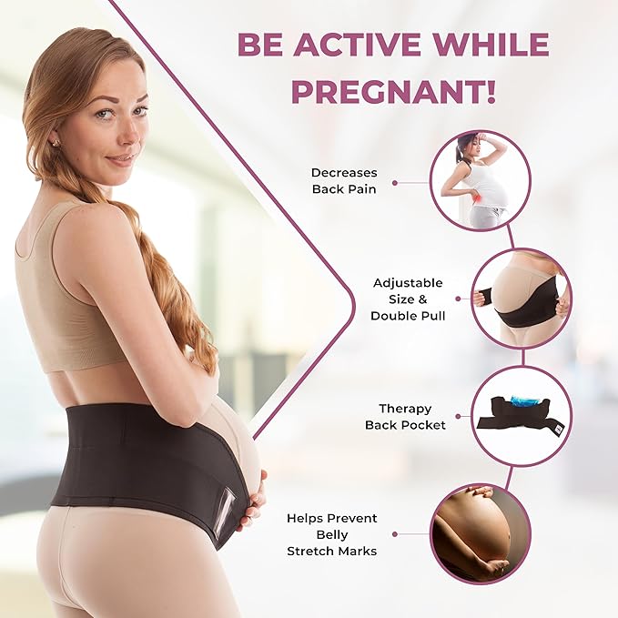 Gabrialla Made in USA Pregnancy Belly Band, Soft & Breathable Maternity Belly Band – Pregnancy Belt for Back, Pelvic & Waist