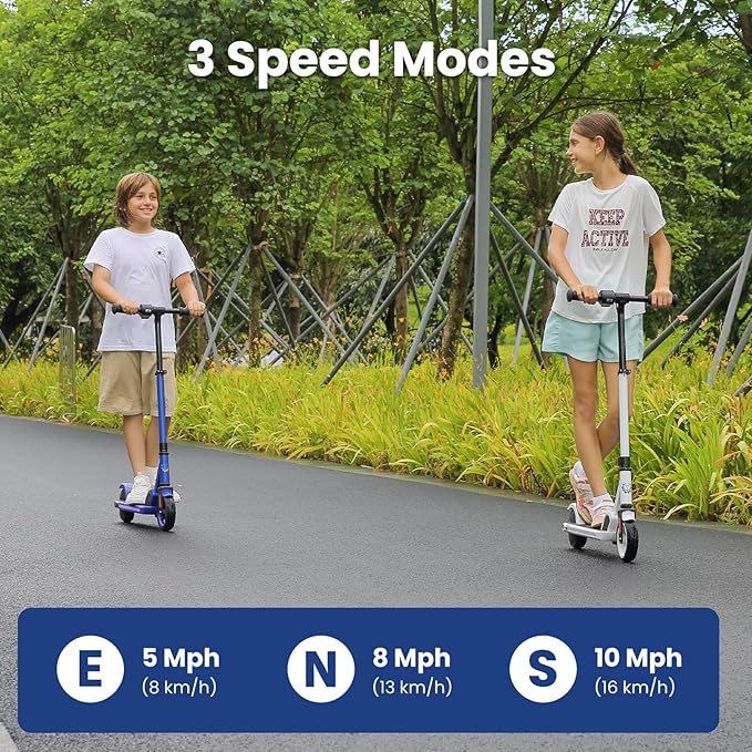 Caroma Electric Scooter for Kids Ages 6-12,150W/180WMotor,10 MPH Max Speed & 7 Miles,Colorful Lights,Adjustable Height & Speed,LED Display,Foldable Kids Electric Scooter 132 Lbs Max Load,Idea Gift