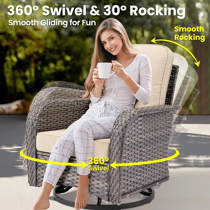 ovios 9 Pieces Patio Furniture Set, Outdoor Wicker Sofa Couch - Image 2
